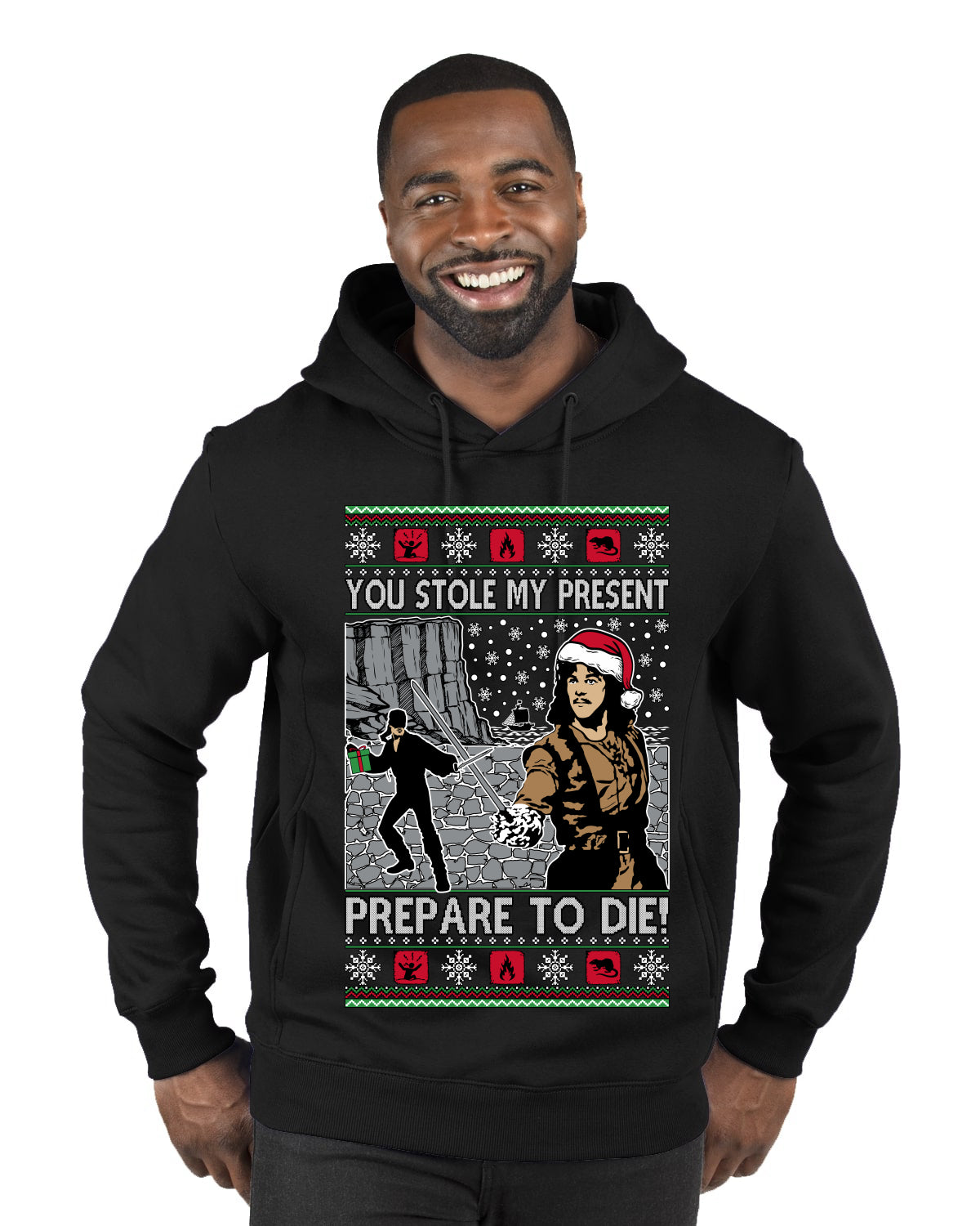 You Stole My Present Prepare To Die Cult Classic, Ugly Christmas Sweater Unisex Premium Graphic Hoodie Sweatshirt