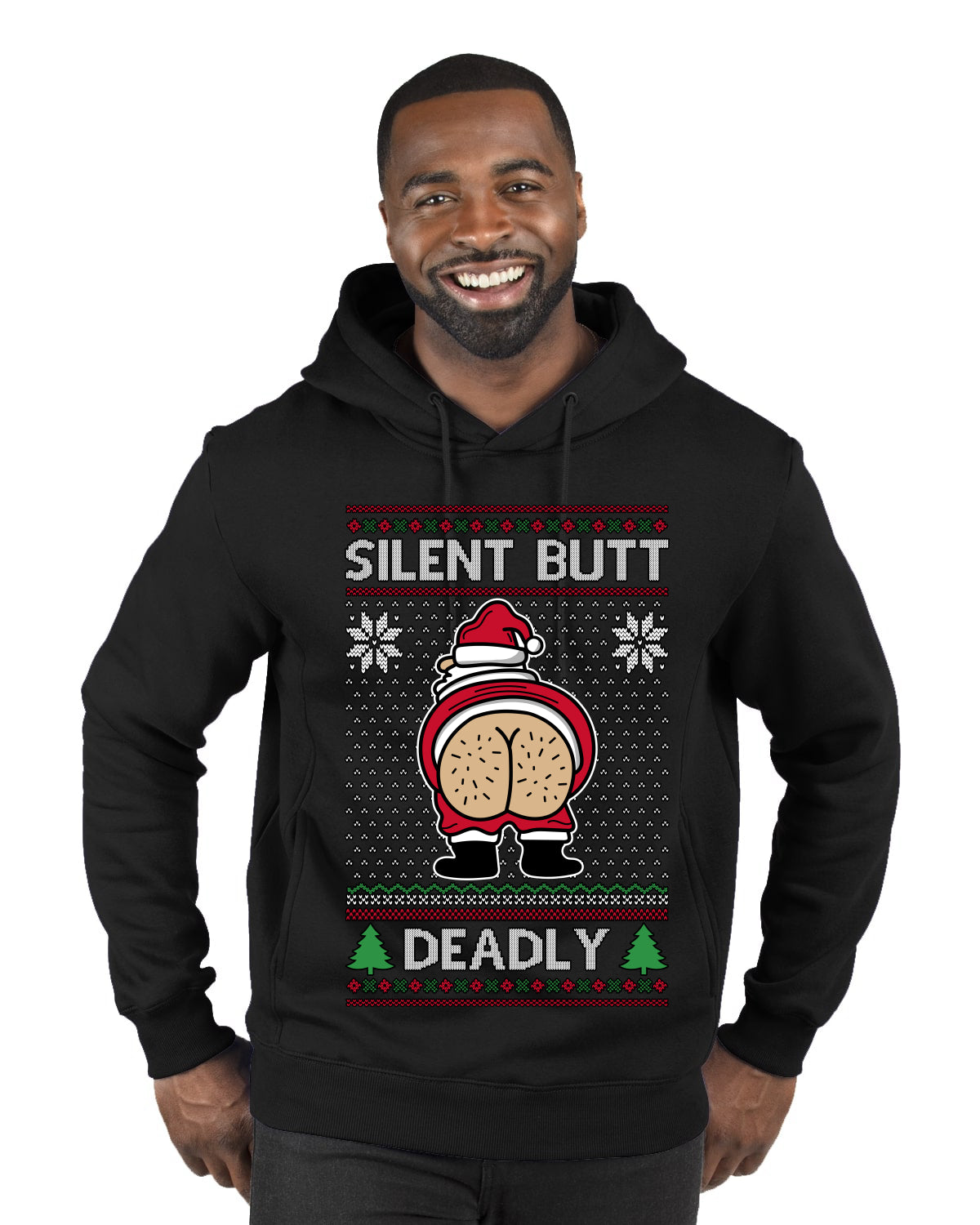 Silent Butt Deadly Farting Santa, Ugly Christmas Sweater Unisex Premium Graphic Hoodie Sweatshirt