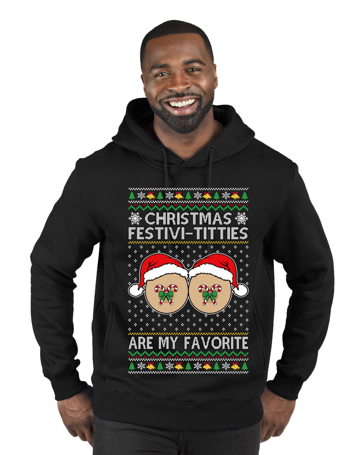 Christmas Festivi-Titties Are My Favorite, Ugly Christmas Sweater Unisex Premium Graphic Hoodie Sweatshirt