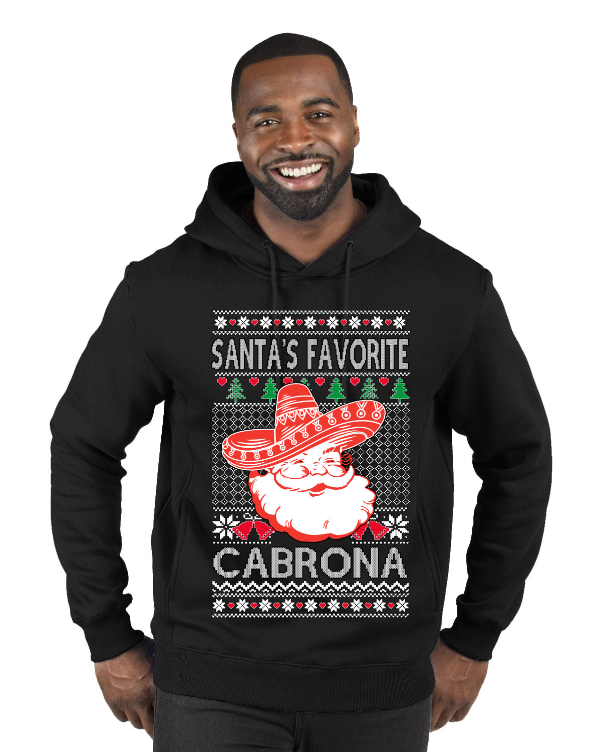 Santa's Favorite Cabrona, Ugly Christmas Sweater Unisex Premium Graphic Hoodie Sweatshirt