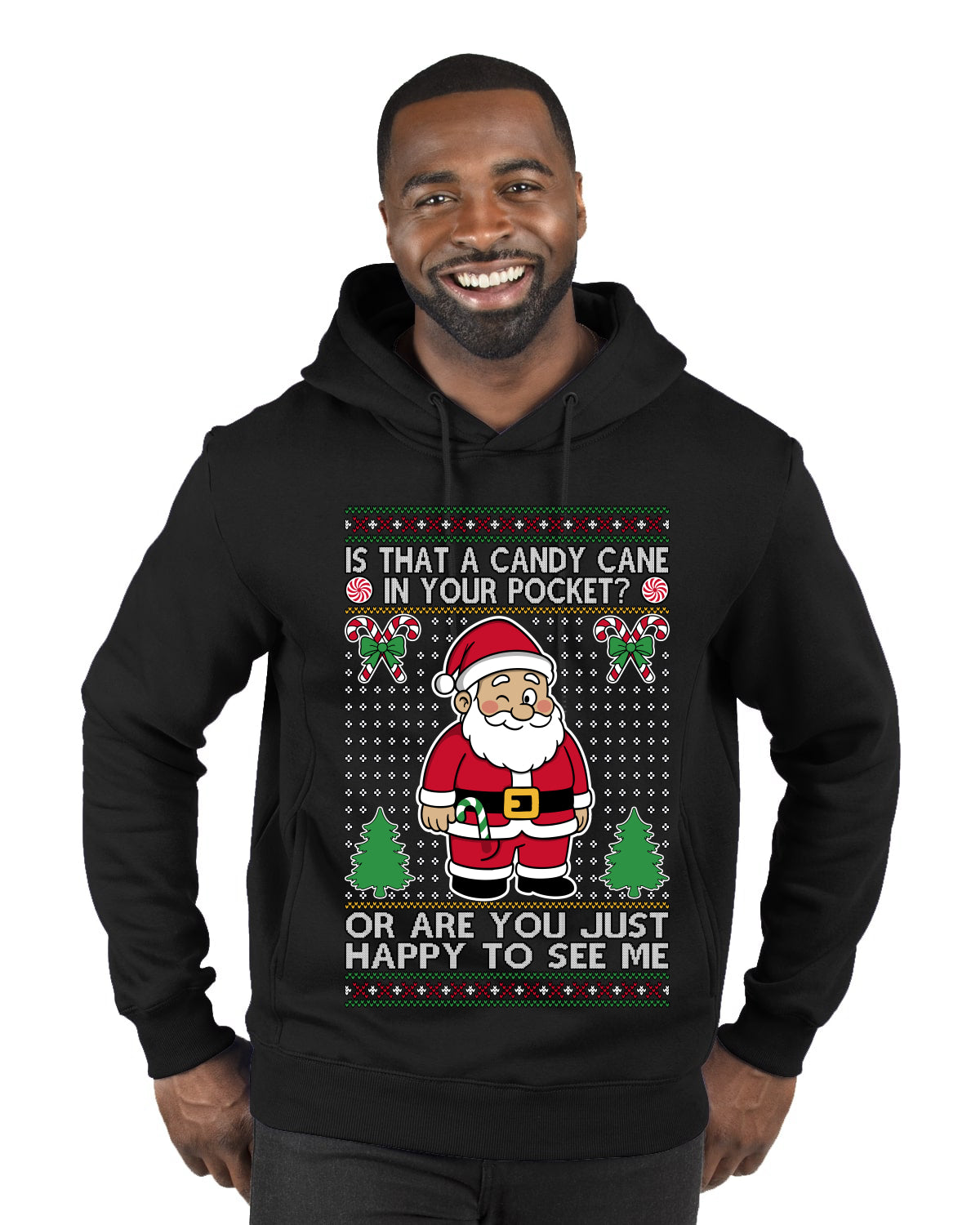 Is That A Candy Cane In Your Pocket Naughty Santa, Ugly Christmas Sweater Unisex Premium Graphic Hoodie Sweatshirt