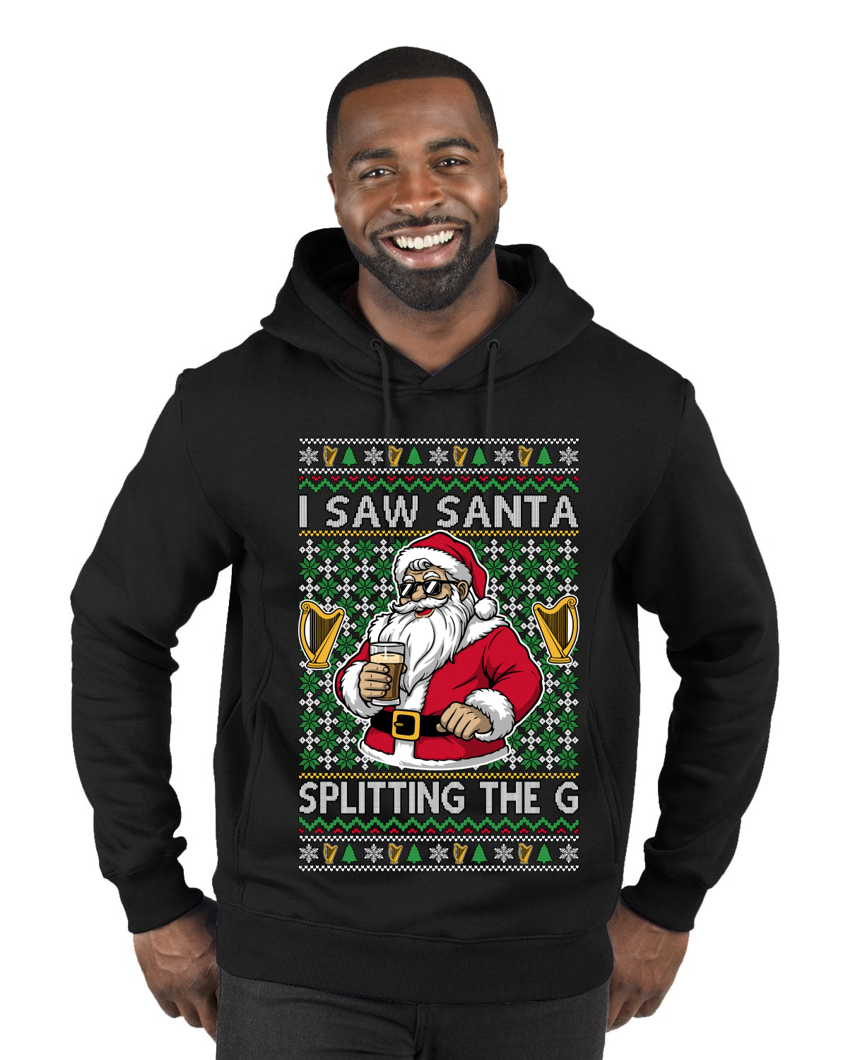 I Saw Santa Splitting The G, Ugly Christmas Sweater Unisex Premium Graphic Hoodie Sweatshirt
