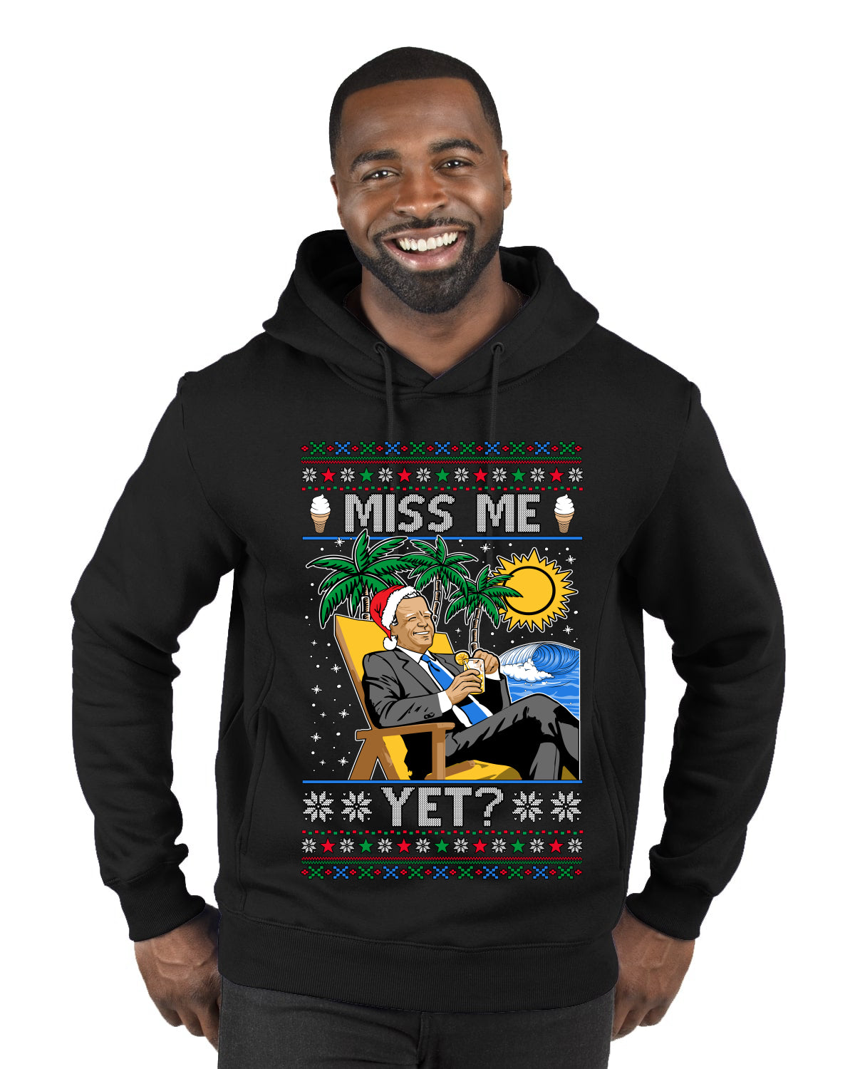 Miss Me Yet? President USA Design, Ugly Christmas Sweater Unisex Premium Graphic Hoodie Sweatshirt