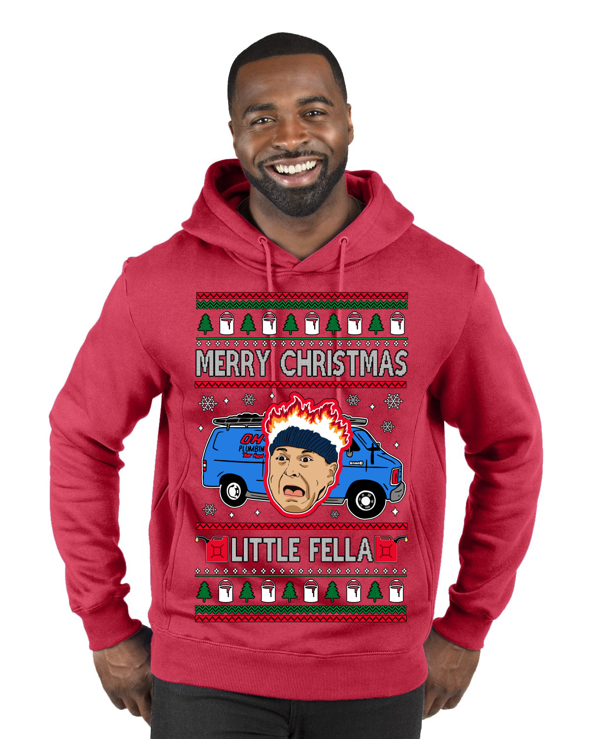 Merry Christmas Little Fella Funny 90s Harry Movie Quote Ugly Christmas Sweater Premium Graphic Hoodie Sweatshirt
