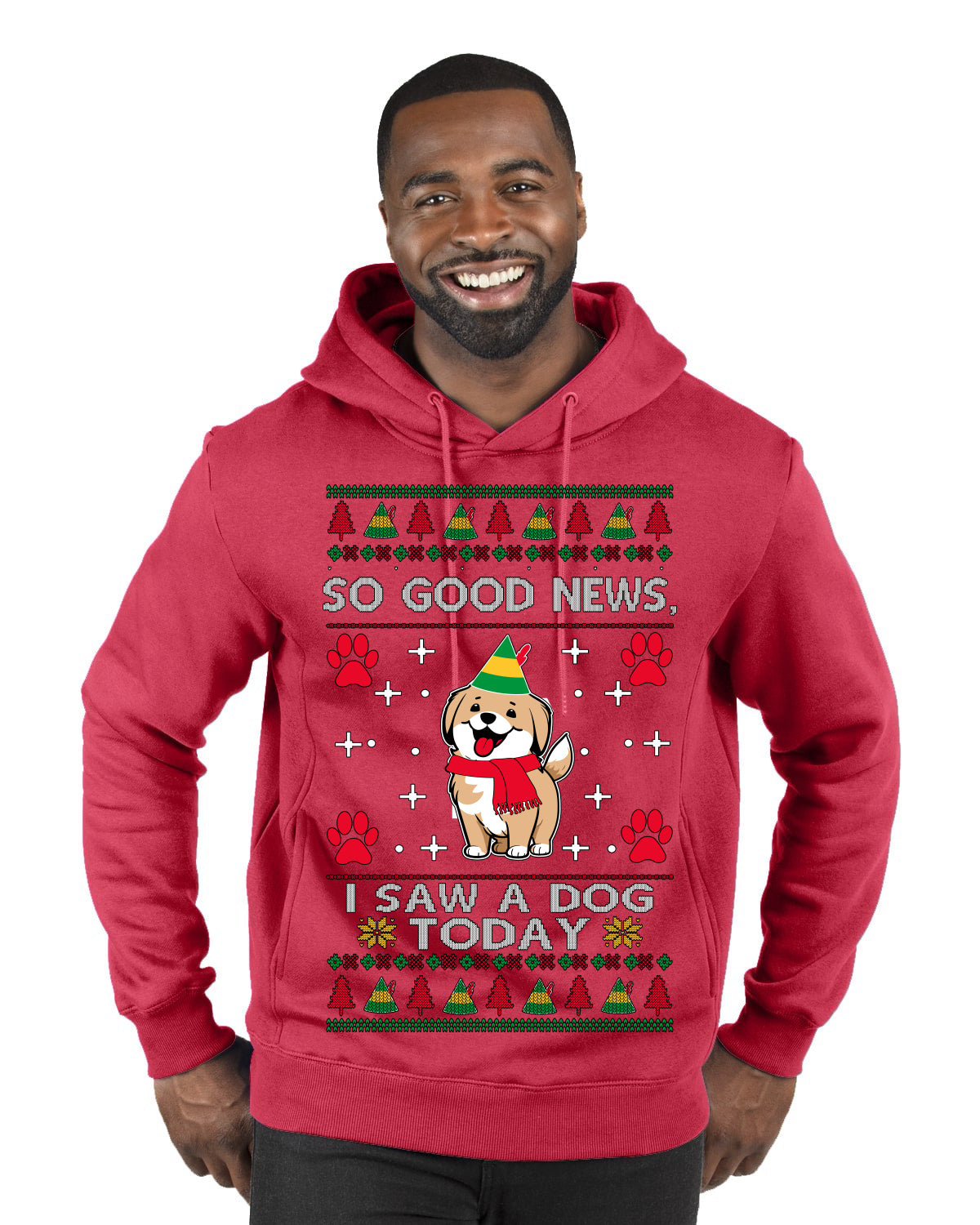 Good News I Saw a Dog Today Funny Ugly Christmas Sweater Premium Graphic Hoodie Sweatshirt