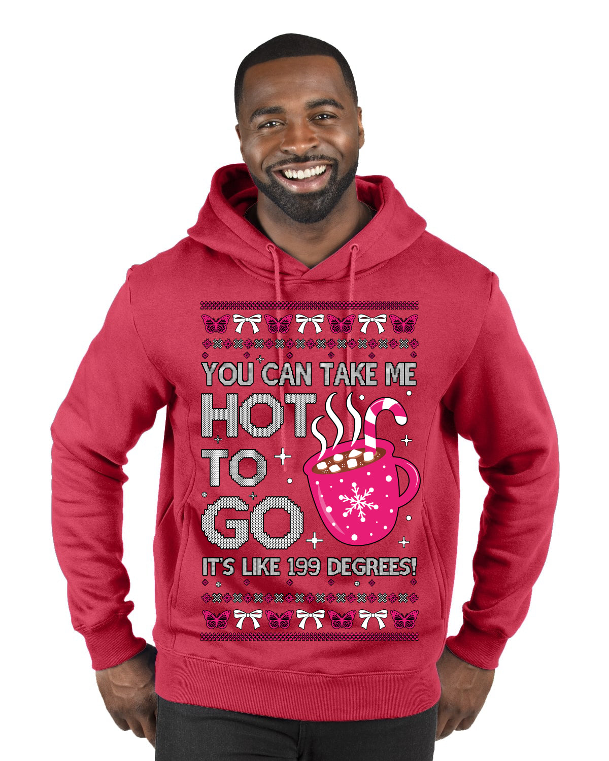 You Can Take Me Hot to Go, Hot Cocoa Viral Song Pop Music Ugly Christmas Sweater Premium Graphic Hoodie Sweatshirt
