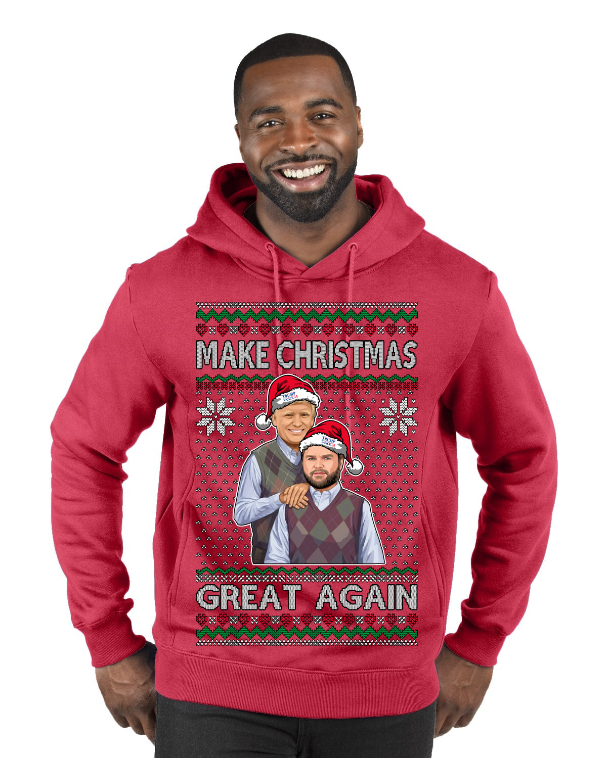 Make Christmas Great Again Trump Vance 2024 Movie Parody Ugly Christmas Sweater Premium Graphic Hoodie Sweatshirt