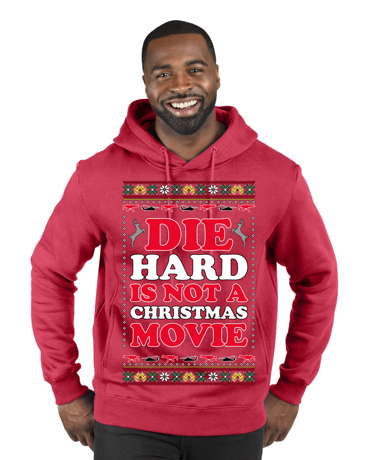Die Hard is Not a Christmas Movie Classic, McClane Hans Nakatomi Plaza Xmas Party Holiday Movies Ugly Christmas Sweater Premium Graphic Hoodie Sweatshirt