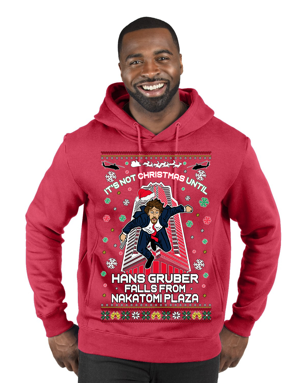 Not Christmas Until Hans Gruber Falls From Nakatomi Ugly Christmas Sweater Premium Graphic Hoodie Sweatshirt