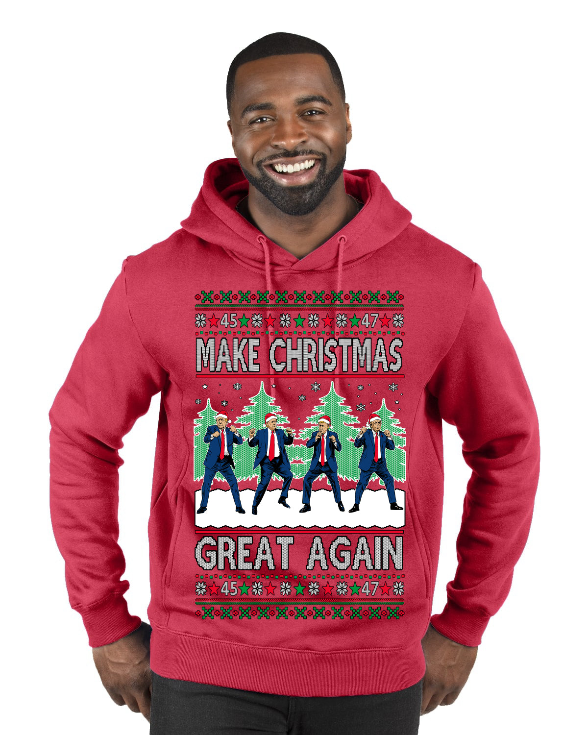 Make Christmas Great Again Shimmy Dance USA President Ugly Christmas Sweater Premium Graphic Hoodie Sweatshirt