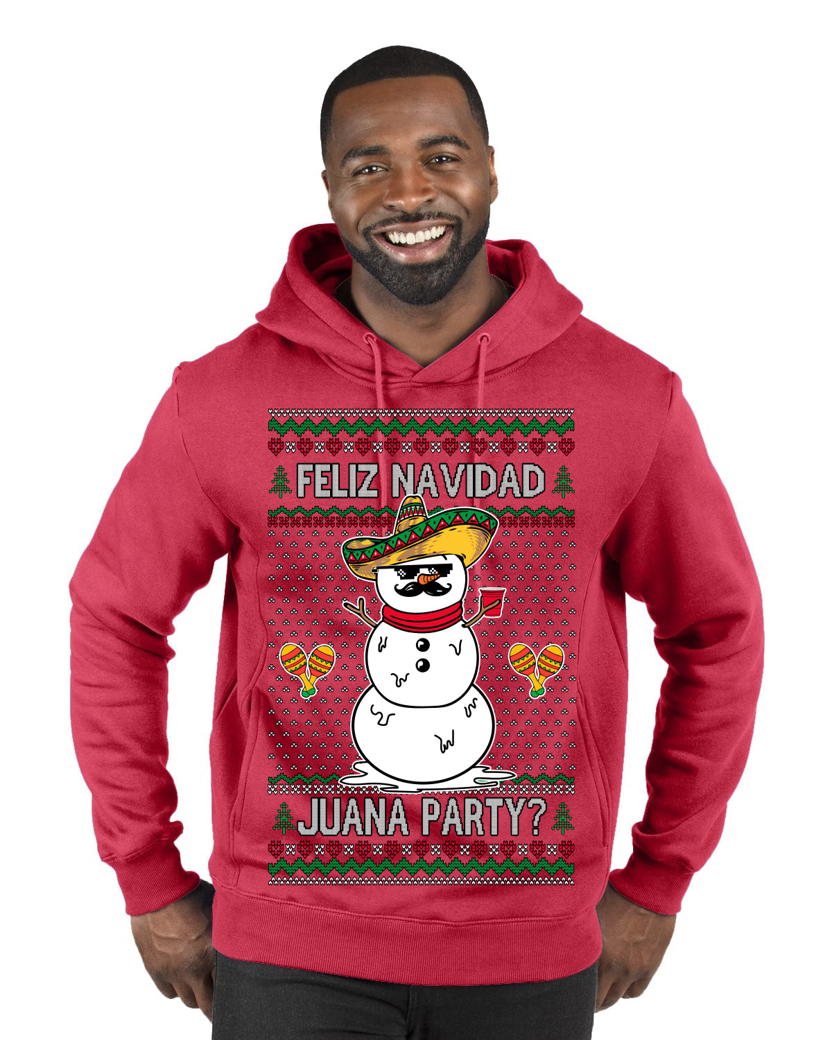 Feliz Navidad Juana Party Funny Spanish Drinking Cerveza Ugly Christmas Sweater Premium Graphic Hoodie Sweatshirt