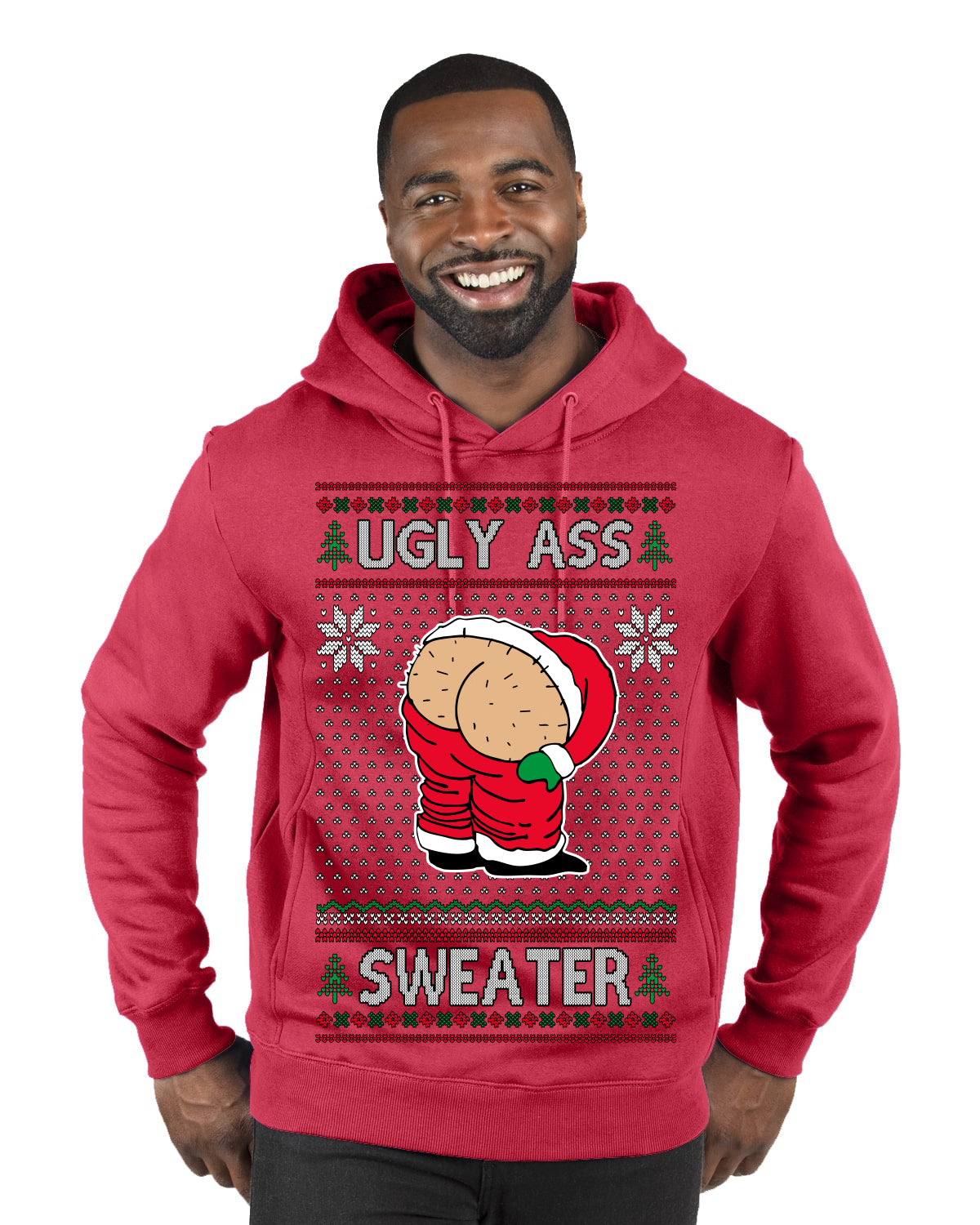 Ugly Ass Sweater Funny Santa Claus Butt Xmas Ugly Christmas Sweater Premium Graphic Hoodie Sweatshirt