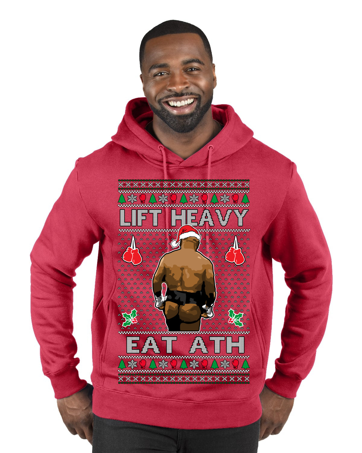 Lift Heavy Eat Ath Merry Chrithmith, Butt Viral Weightlifting Lifting Boxing Fight Meme Ugly Christmas Sweater Premium Graphic Hoodie Sweatshirt