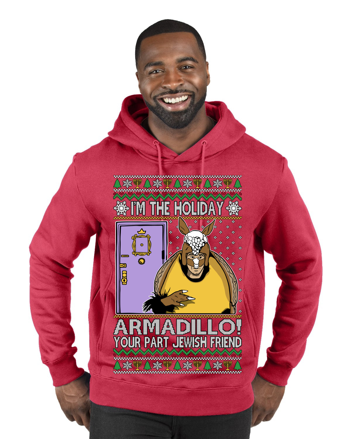 Holiday Armadillo Part Jewish TV Show Ugly Christmas Sweater Premium Graphic Hoodie Sweatshirt