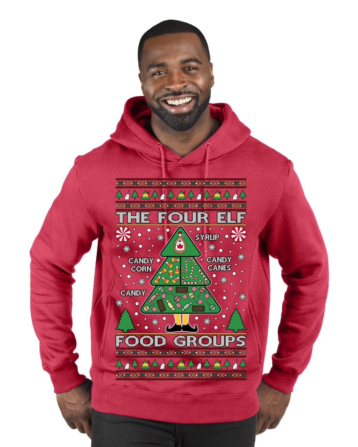 The Four Elf Food Groups Candy Canes Syrup Funny Ugly Christmas Sweater Premium Graphic Hoodie Sweatshirt