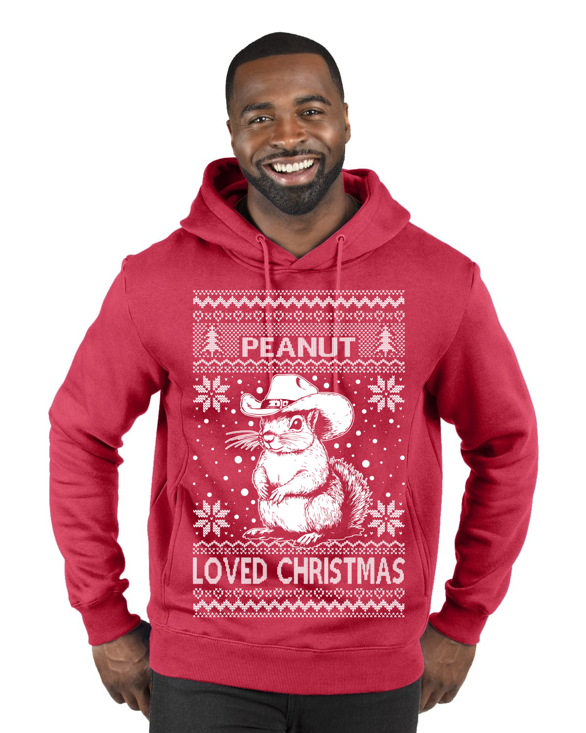 Peanut Loved Christmas RIP Funny Viral Squirrel Meme Ugly Christmas Sweater Premium Graphic Hoodie Sweatshirt