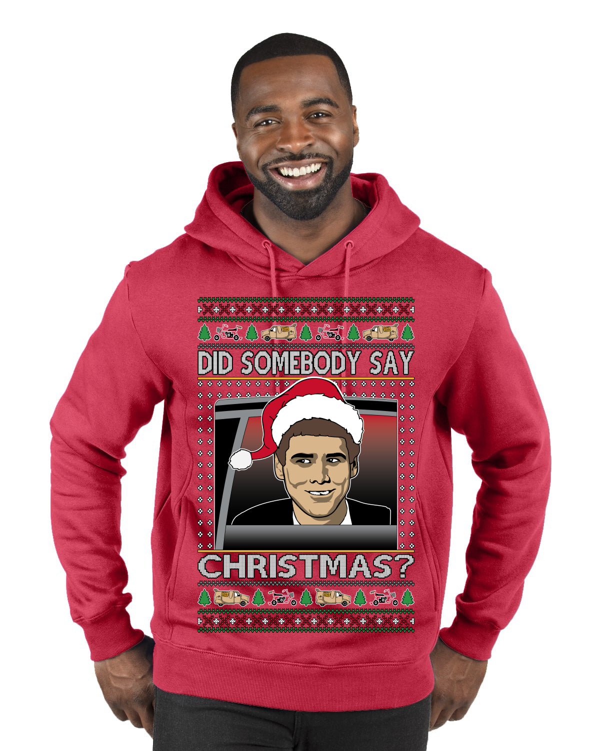 Did Somebody Say Christmas? Lloyd Dumb Dumber 90s Movie Ugly Christmas Sweater Premium Graphic Hoodie Sweatshirt