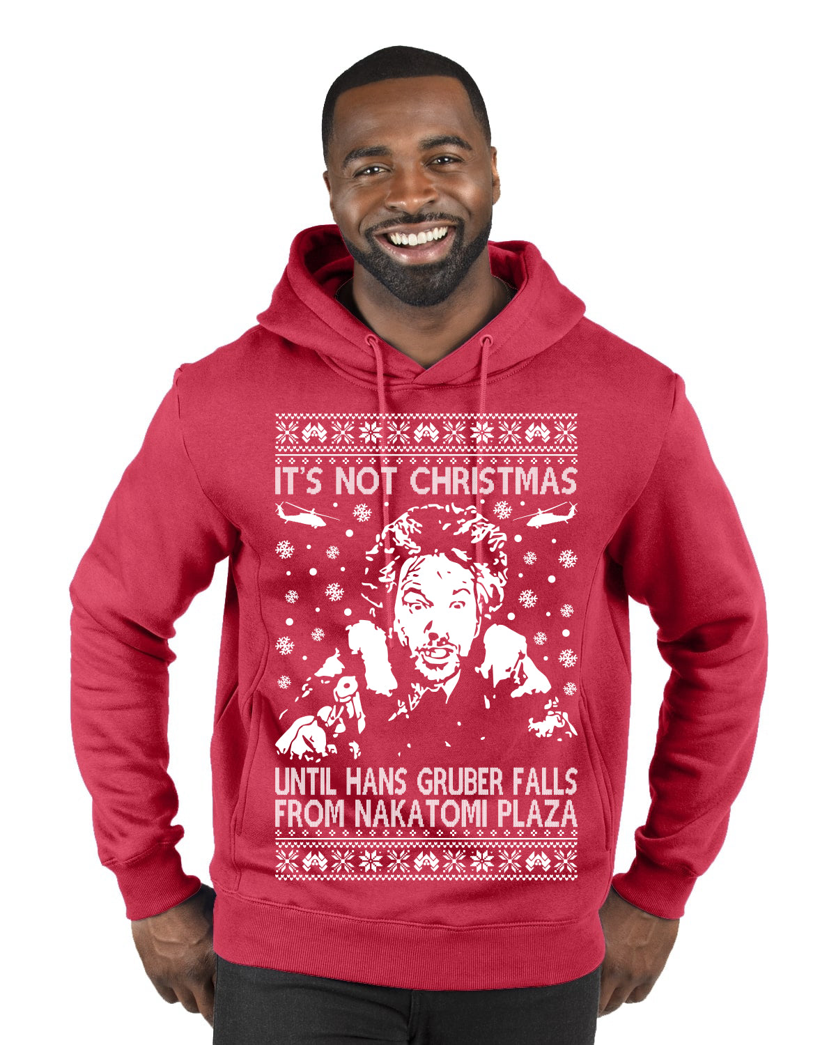 It's Not Christmas Until Hans Gruber Falls From Nakatomi Plaza White Ugly Christmas Sweater Premium Graphic Hoodie Sweatshirt