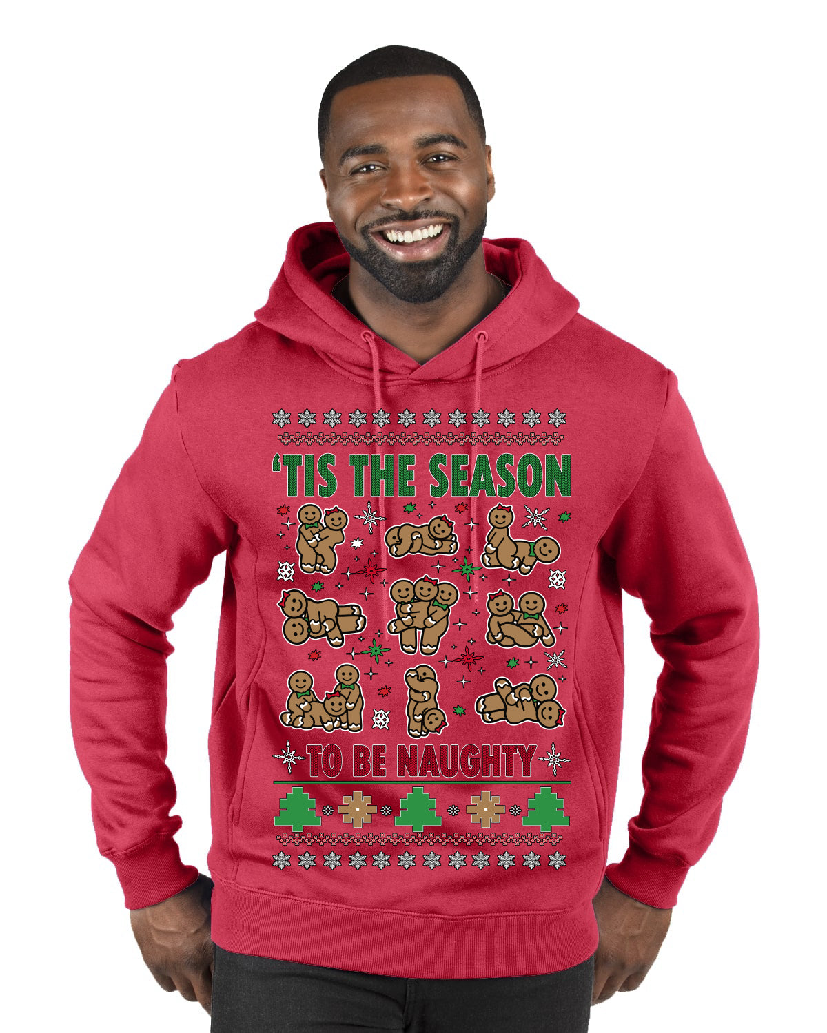 Tis' The Season To Be Naughty Unisex Ugly Christmas Sweater Premium Graphic Hoodie Sweatshirt