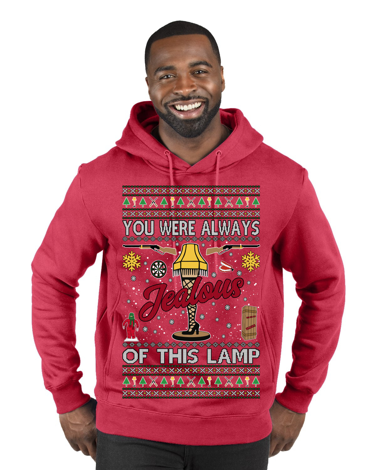 You Were Always Jealous Of This Lamp, Fra Gee Lay Classic 80s Xmas Movie Quote Fragile Leg Lamp Story Unisex Ugly Christmas Sweater Premium Graphic Hoodie Sweatshirt
