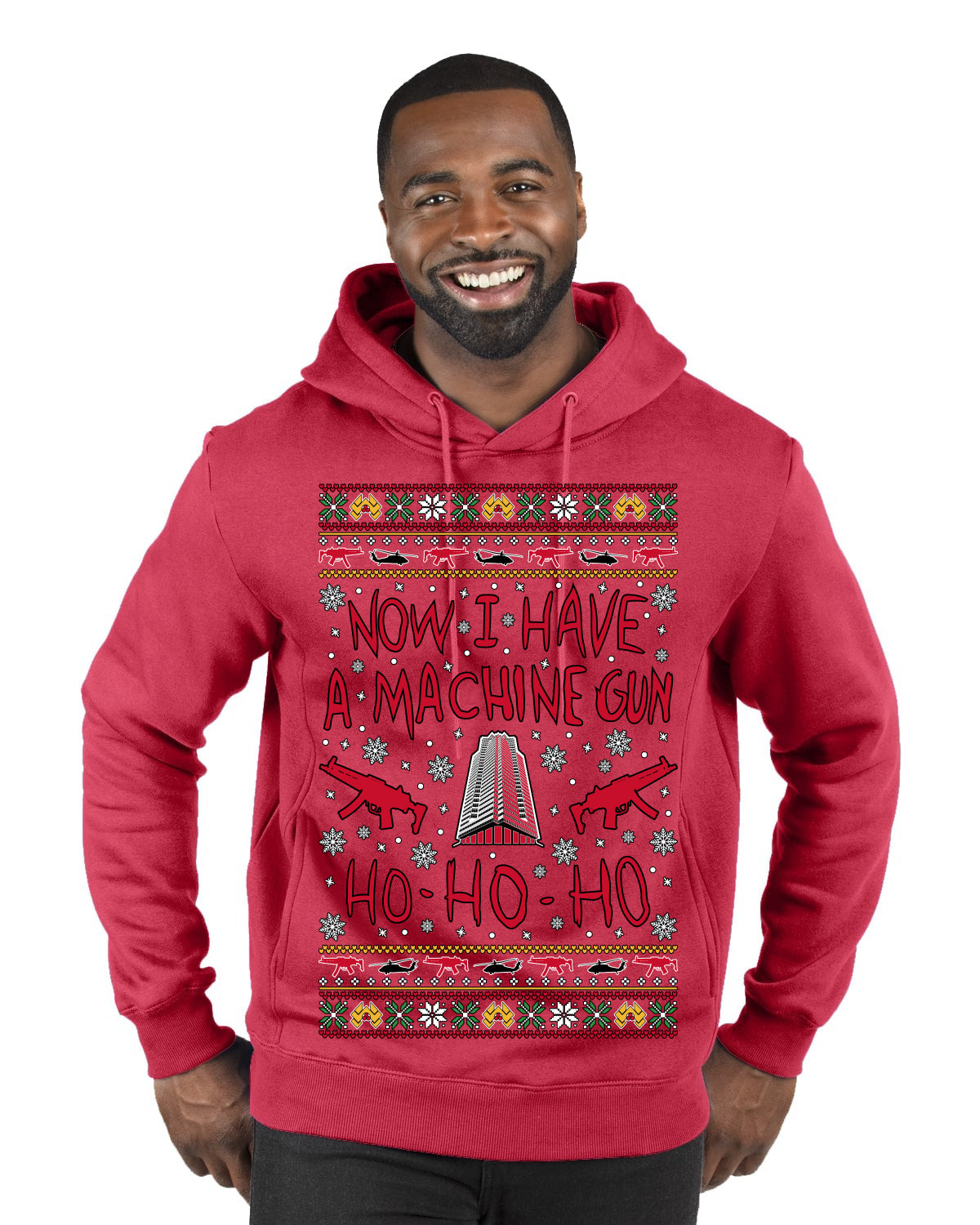 Now I Have a Machine Gun Ho Ho Ho Nakatomi Die Hard McClane Classic 80s Xmas Movie Ugly Christmas Sweater Premium Graphic Hoodie Sweatshirt