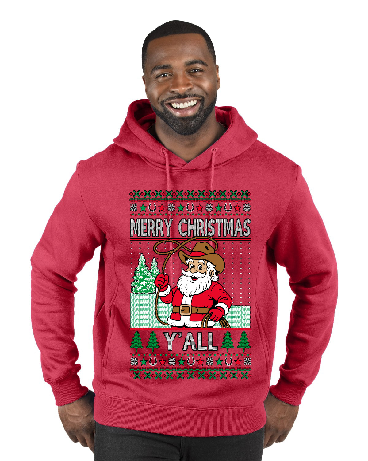 Merry Christmas Y'all Christmas Sweater, Ugly Christmas Sweater Premium Graphic Hoodie Sweatshirt