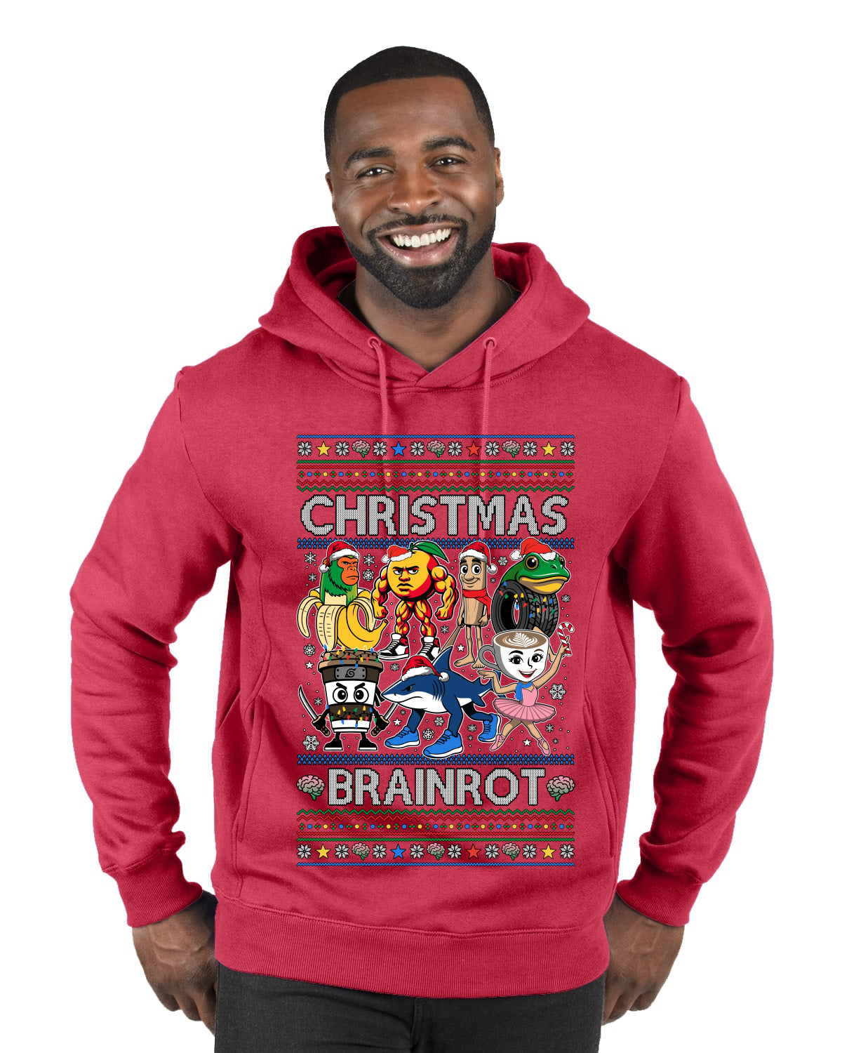 Christmas Brainrot, Ugly Christmas Sweater Premium Graphic Hoodie Sweatshirt