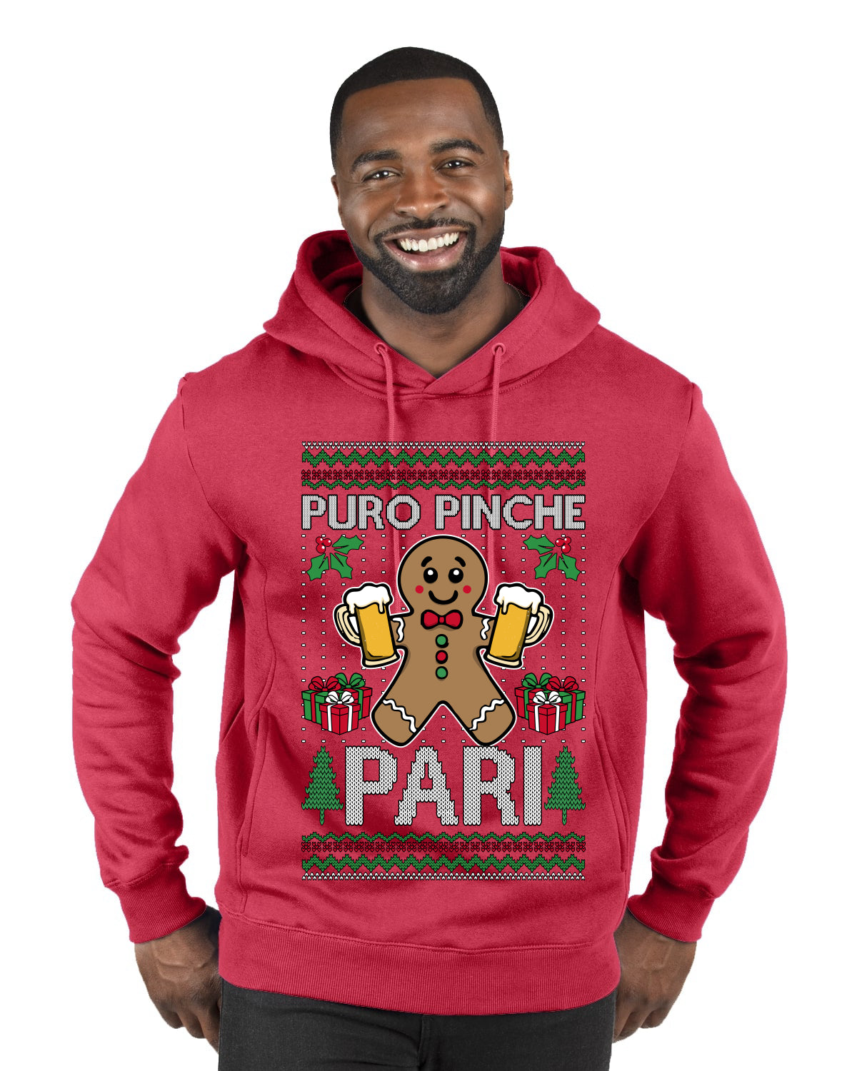 Puro Pinche Pari, Ugly Christmas Sweater Unisex Premium Graphic Hoodie Sweatshirt