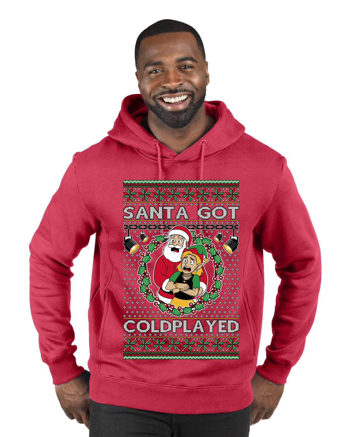 Santa Got Coldplayed, Ugly Christmas Sweater Unisex Premium Graphic Hoodie Sweatshirt