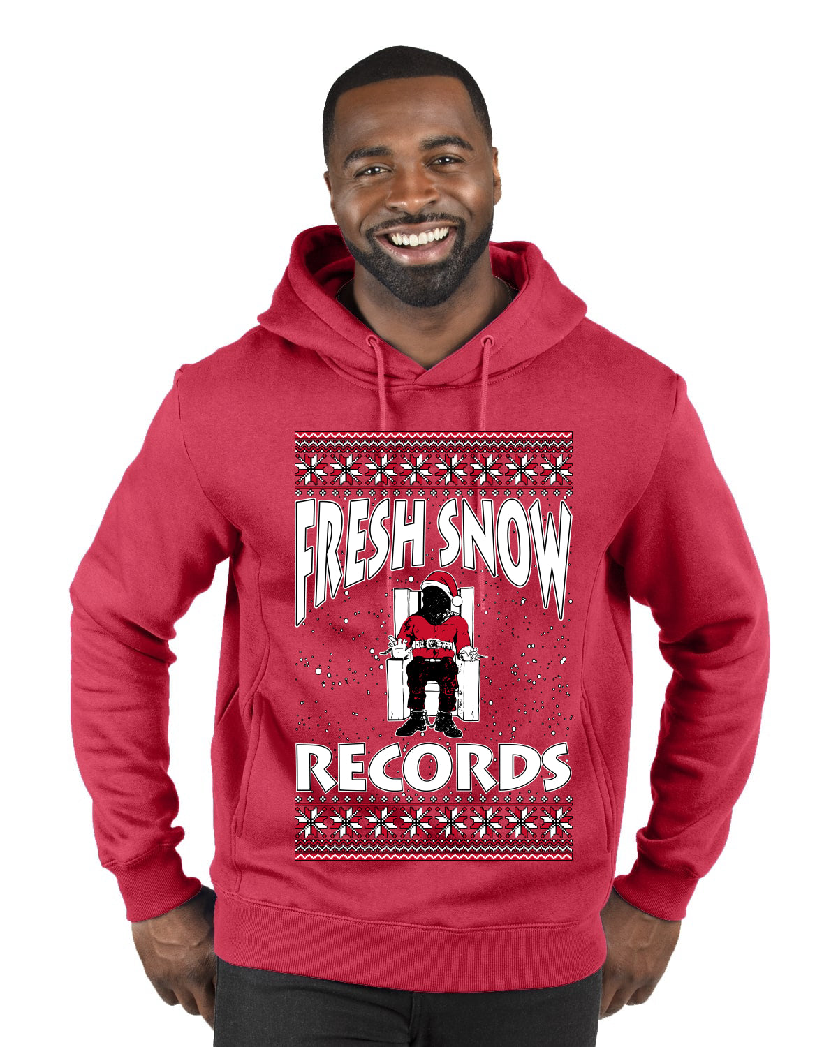 Fresh Snow Records Hip Hop Parody, Ugly Christmas Sweater Unisex Premium Graphic Hoodie Sweatshirt
