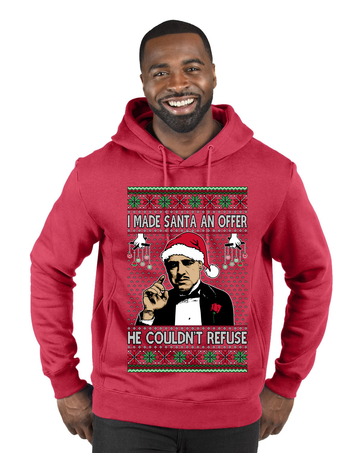 I Made Santa An Offer He Couldn't Refuse Mafia Don, Ugly Christmas Sweater Unisex Premium Graphic Hoodie Sweatshirt