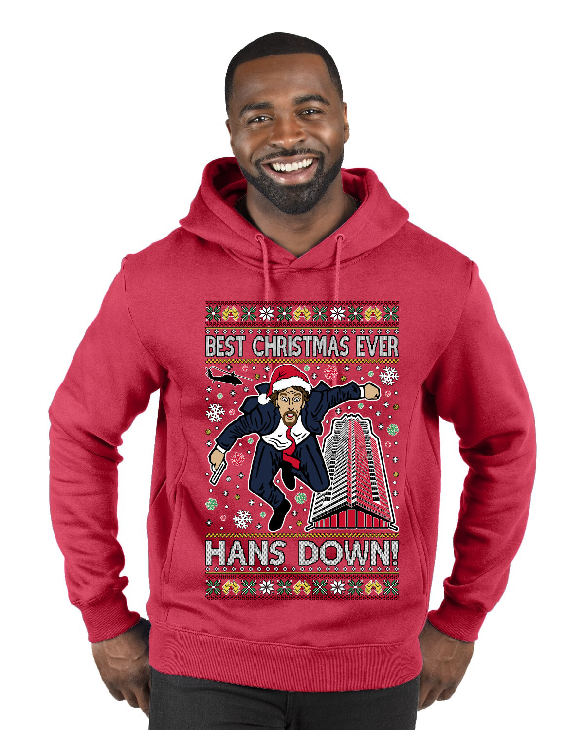 Die Hard Best Christmas Ever Hans Down Nakatomi, Ugly Christmas Sweater Unisex Premium Graphic Hoodie Sweatshirt