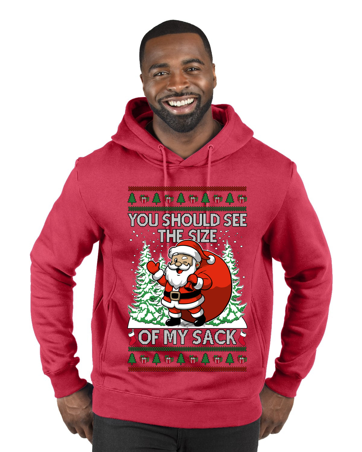 You Should See The Size Of My Sack Naughty Santa, Ugly Christmas Sweater Unisex Premium Graphic Hoodie Sweatshirt