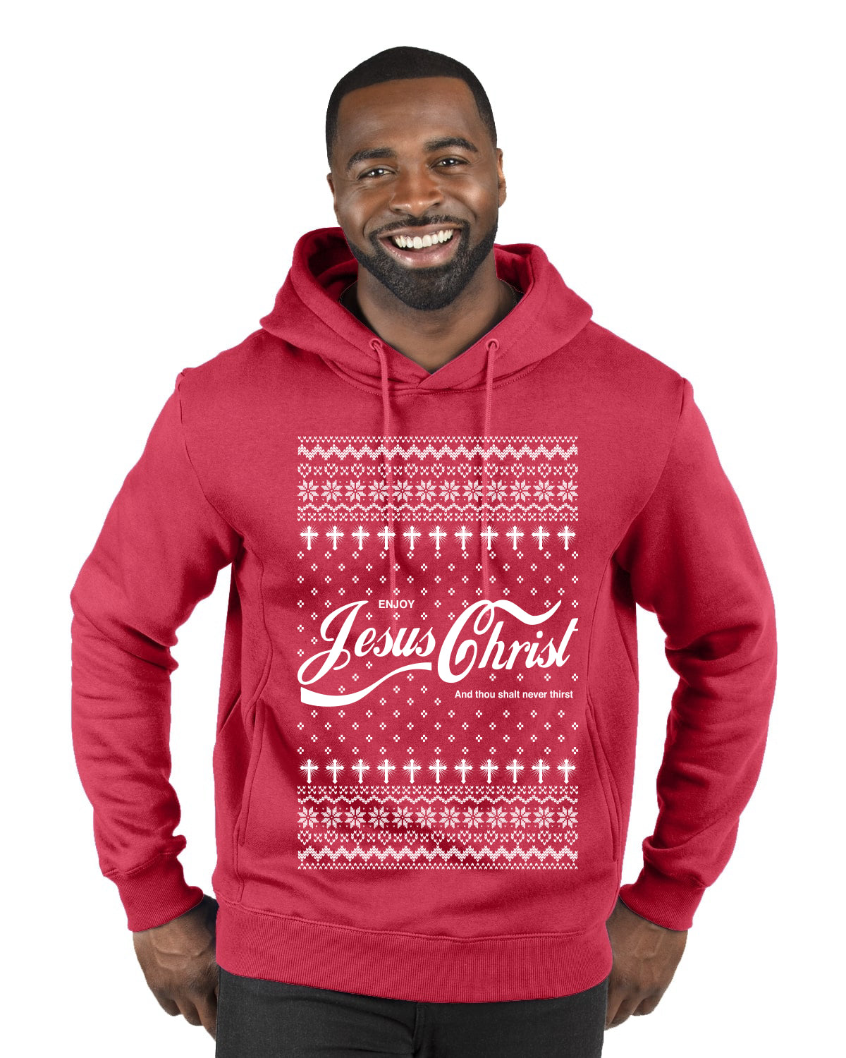 Enjoy Jesus Christ, Ugly Christmas Sweater Unisex Premium Graphic Hoodie Sweatshirt