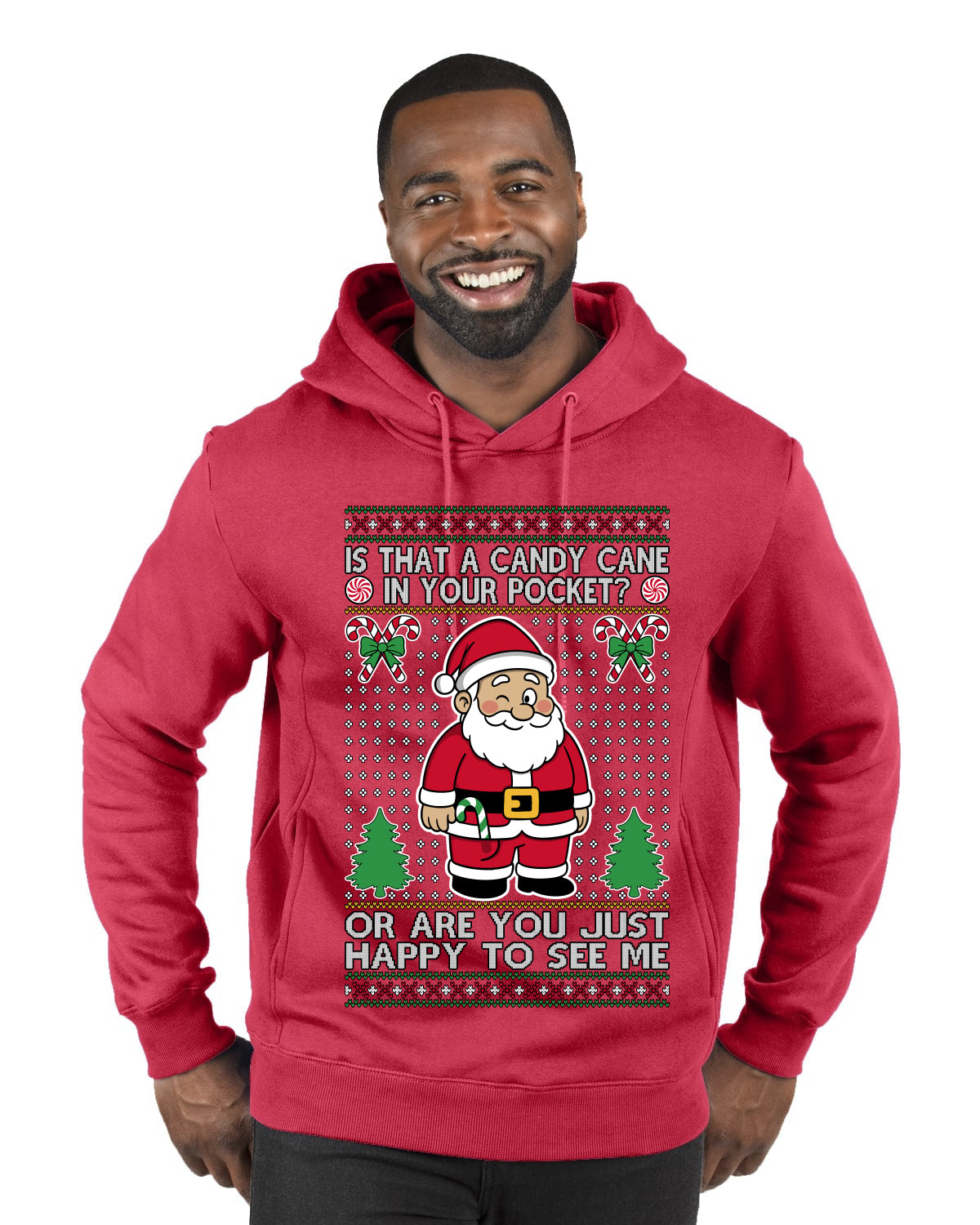 Is That A Candy Cane In Your Pocket Naughty Santa, Ugly Christmas Sweater Unisex Premium Graphic Hoodie Sweatshirt