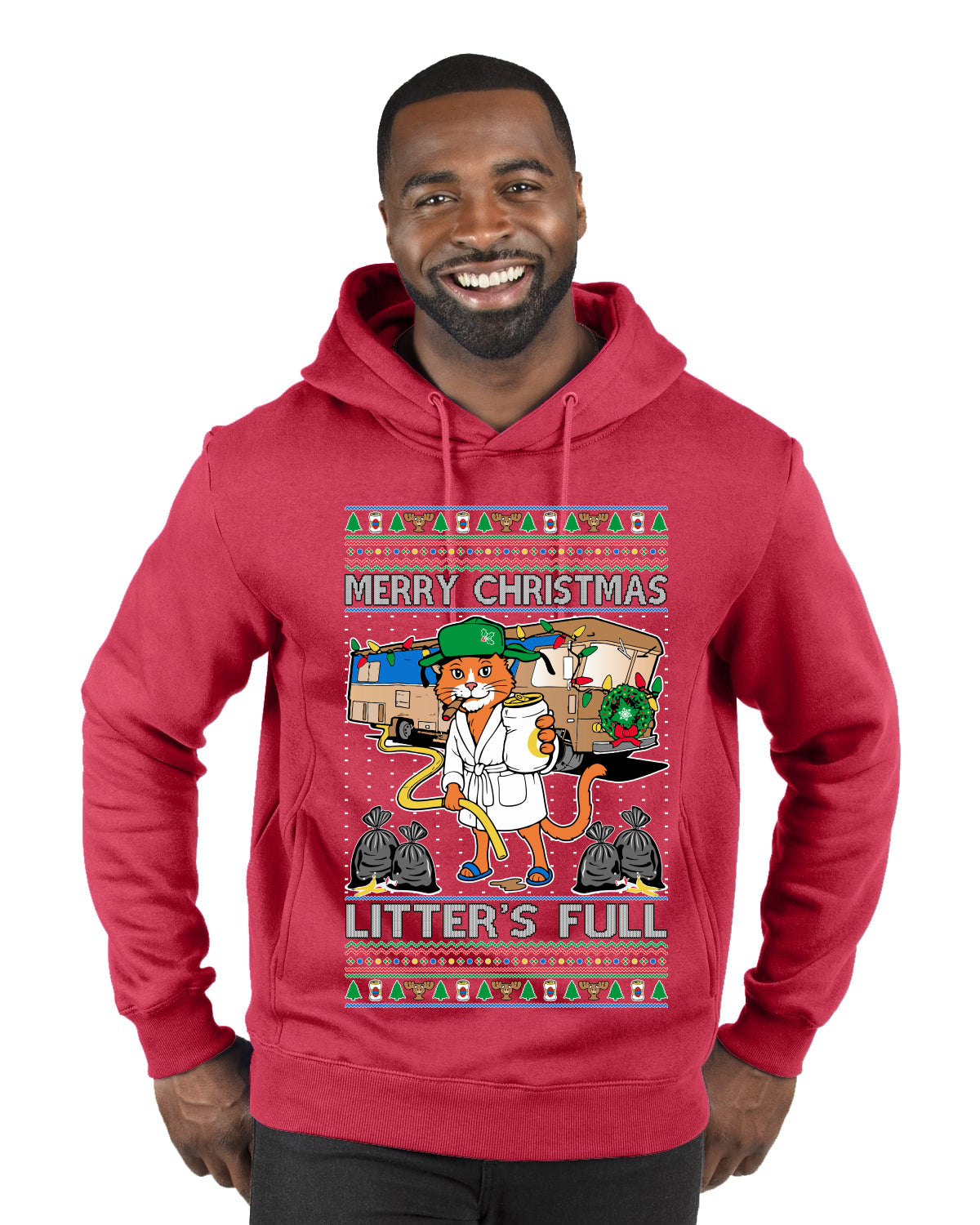 Litters Full Cat, Ugly Christmas Sweater Unisex Premium Graphic Hoodie Sweatshirt
