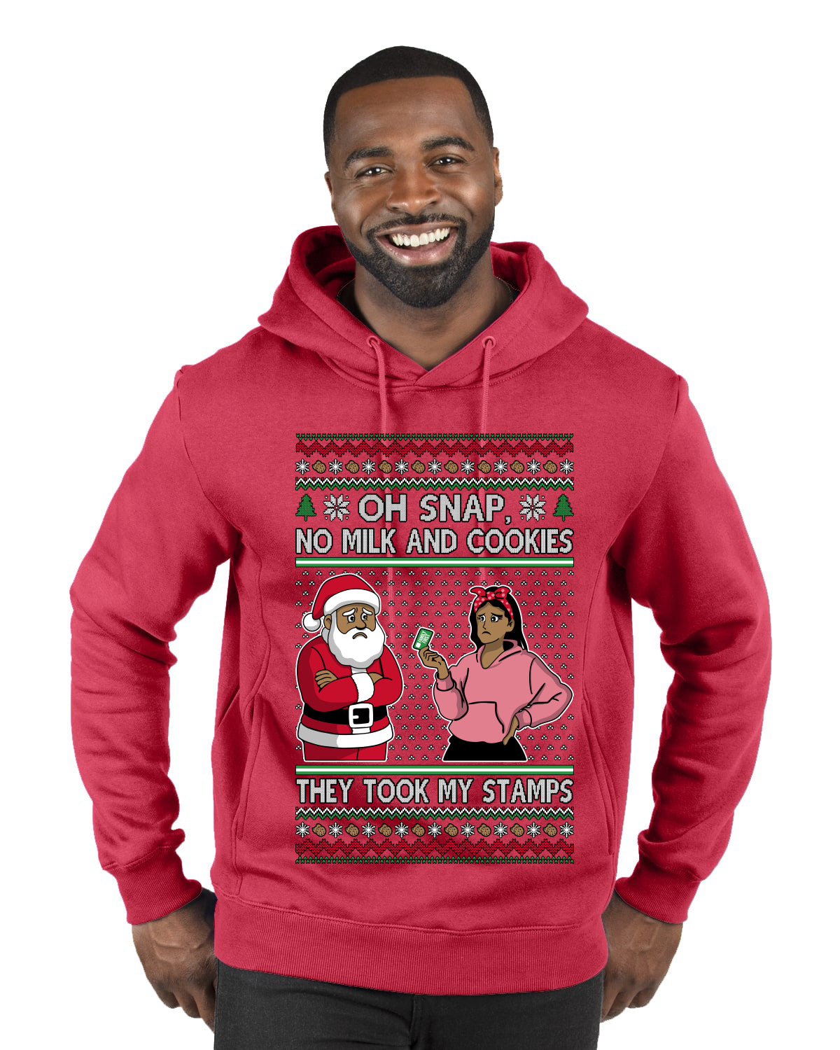 Oh Snap, No Milk And Cookies, They Took my Stamps, Ugly Christmas Sweater Unisex Premium Graphic Hoodie Sweatshirt