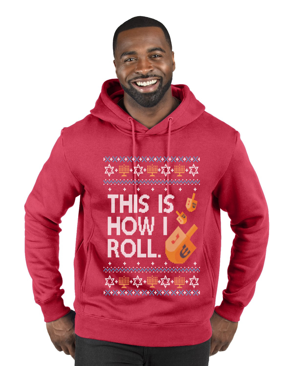 This Is How I Roll Dreidel Hanukkah, Ugly Christmas Sweater Unisex Premium Graphic Hoodie Sweatshirt