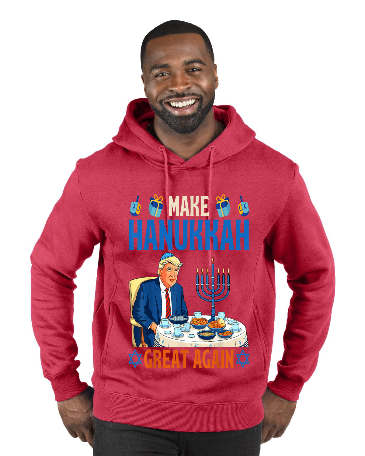Make Hanukkah Great Again, Ugly Christmas Sweater Unisex Premium Graphic Hoodie Sweatshirt