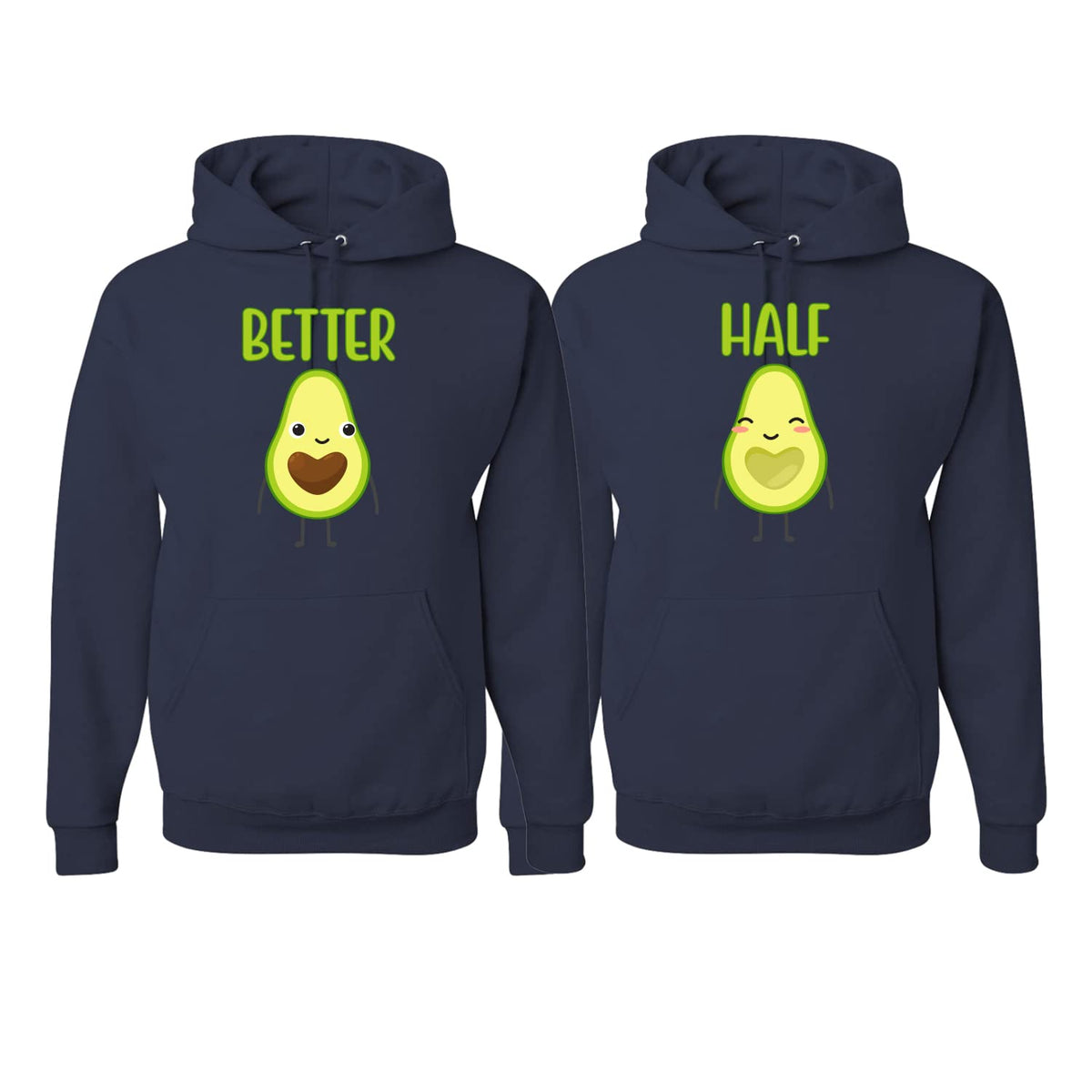 Better Half Sliced Avocado Food Cute Joke Couple Shirts His and Hers Matching Couples Hoodie Sweater Set