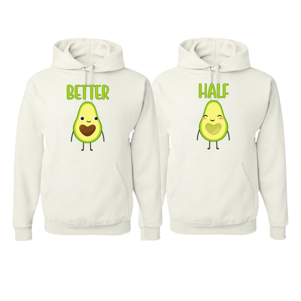 Better Half Sliced Avocado Food Cute Joke Couple Shirts His and Hers Matching Couples Hoodie Sweater Set