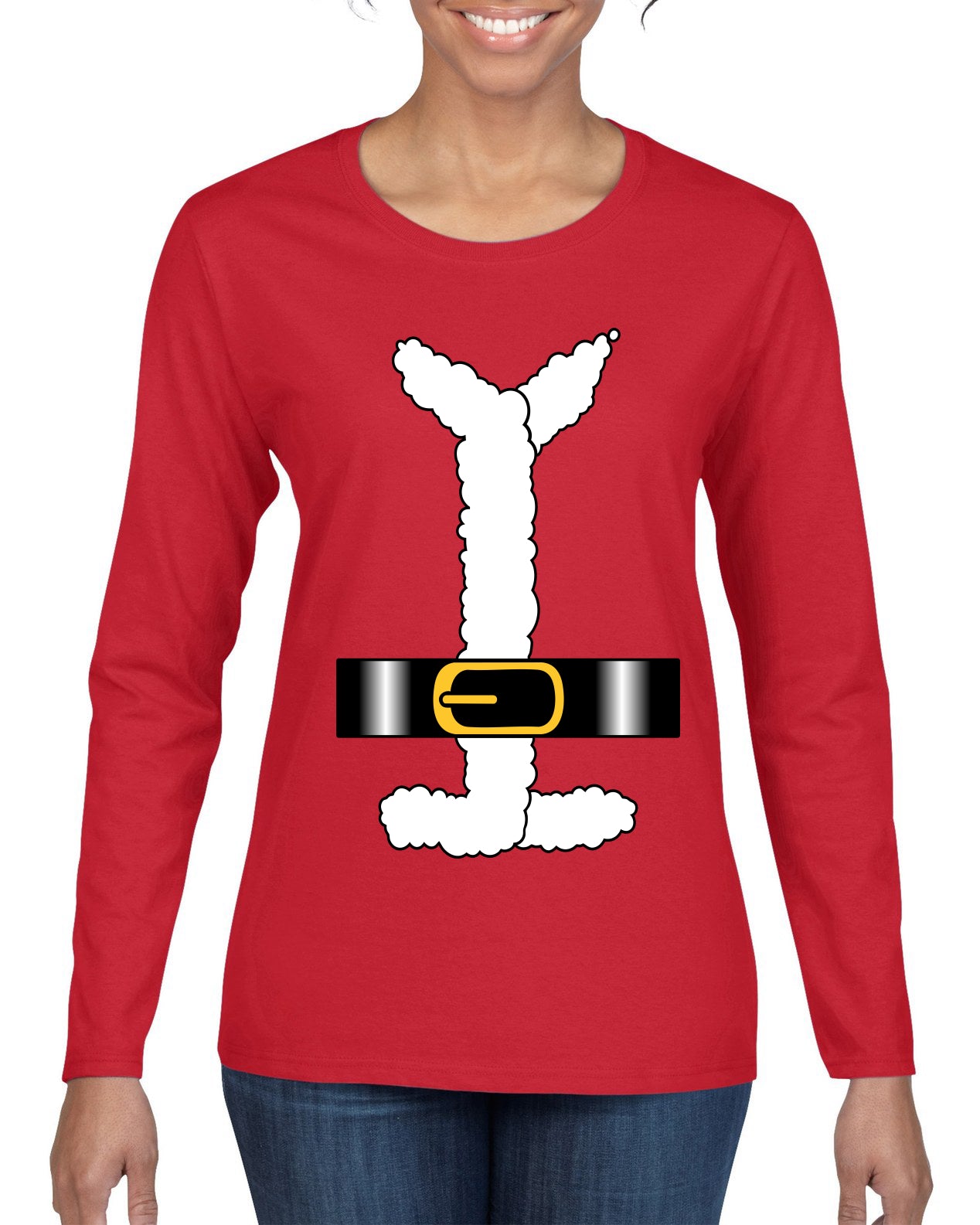Santa Claus Suit, Ugly Christmas Sweater Womens Graphic Long Sleeve T-Shirt
