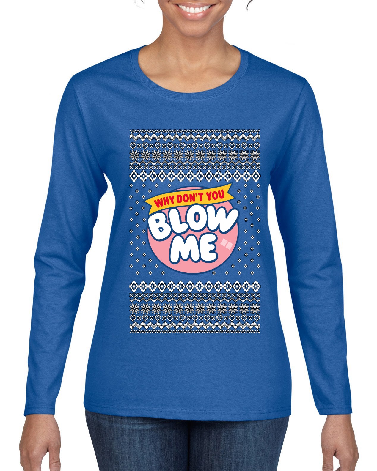 Funny Candy Bar Parody Shirt, Ugly Christmas Sweater Womens Graphic Long Sleeve T-Shirt