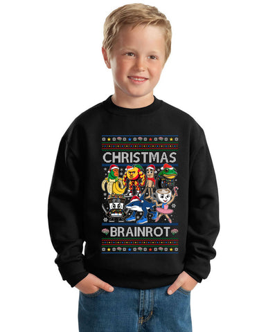 Christmas Brainrot Ugly Christmas Sweater For Kids | Unisex Boys Girls Crewneck Graphic Sweatshirt
