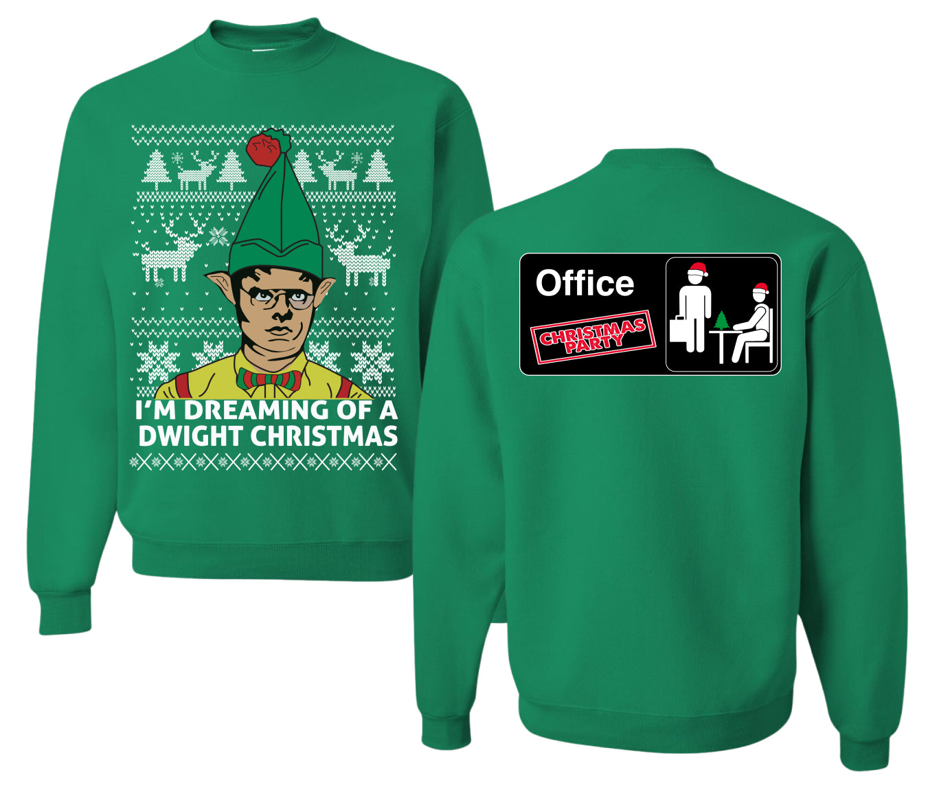 I'm Dreaming of a Dwight Xmas Ugly Christmas Sweater Front and Back Unisex Ugly Christmas Sweater Crewneck Sweatshirt