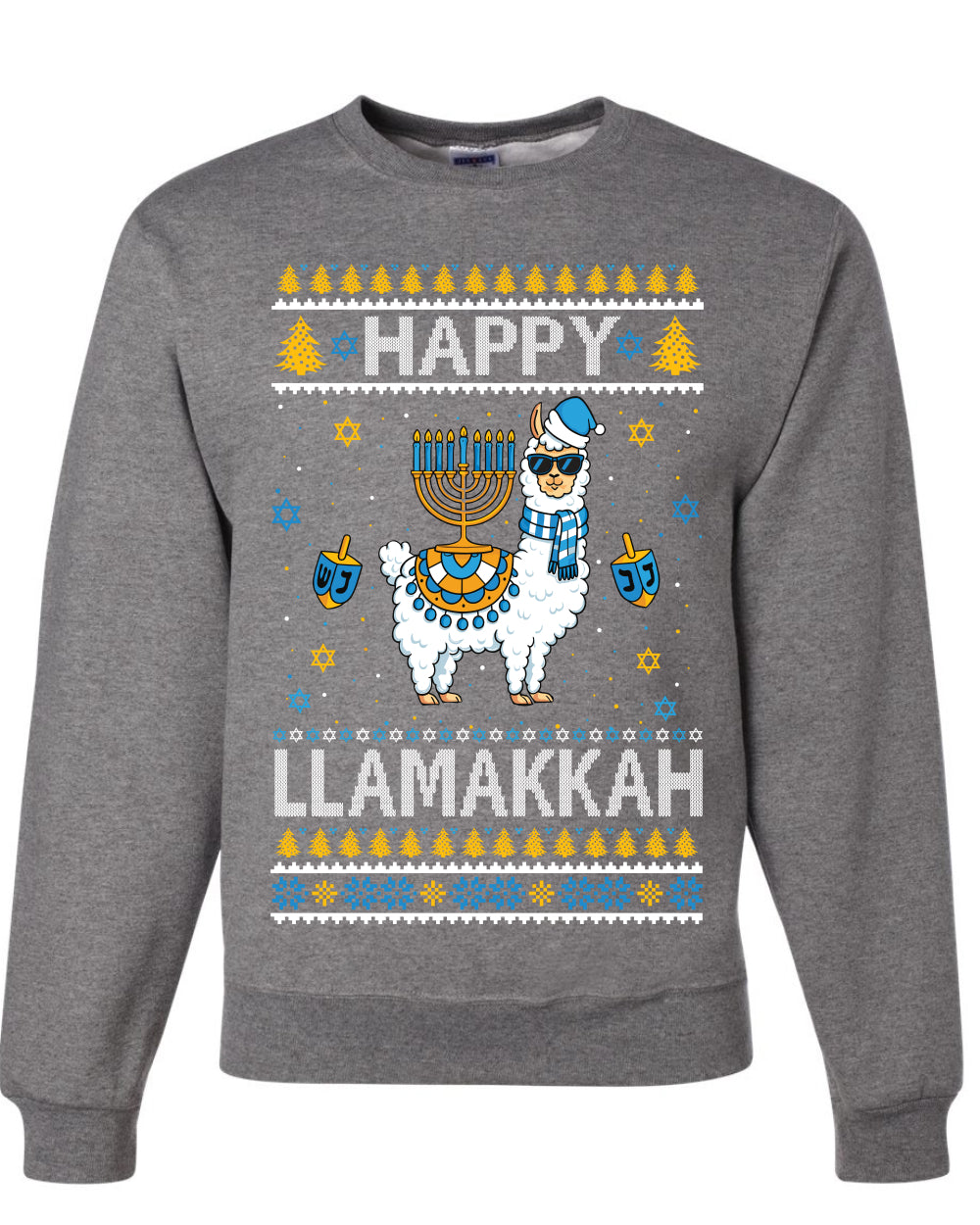 Happy Llamakkah, Unisex Ugly Christmas Sweater, Crewneck Sweatshirts