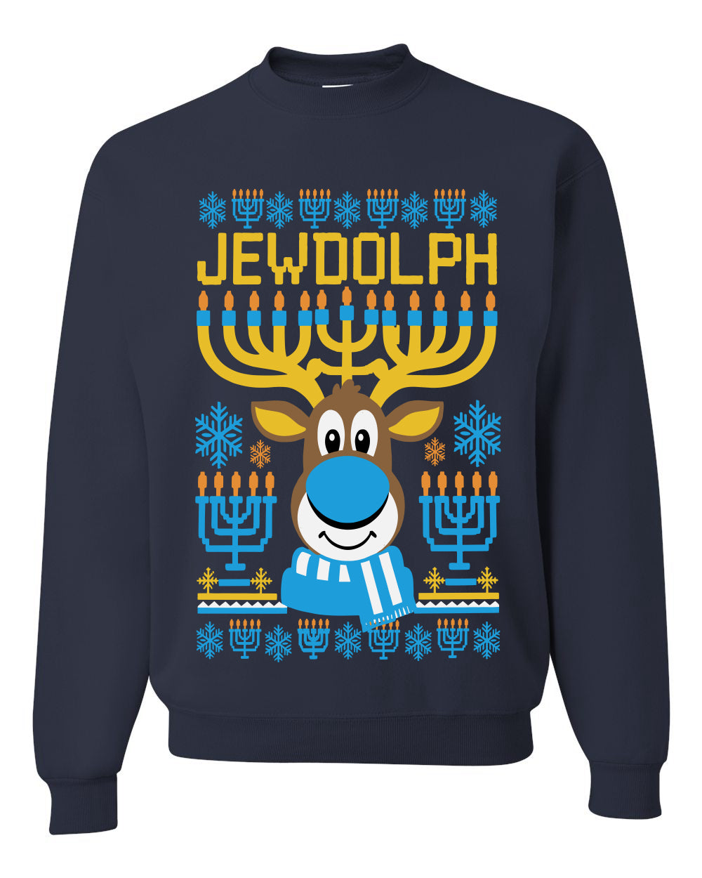 Jewdolph, Jewish Reindeer, Unisex Ugly Christmas Sweater, Crewneck Sweatshirts