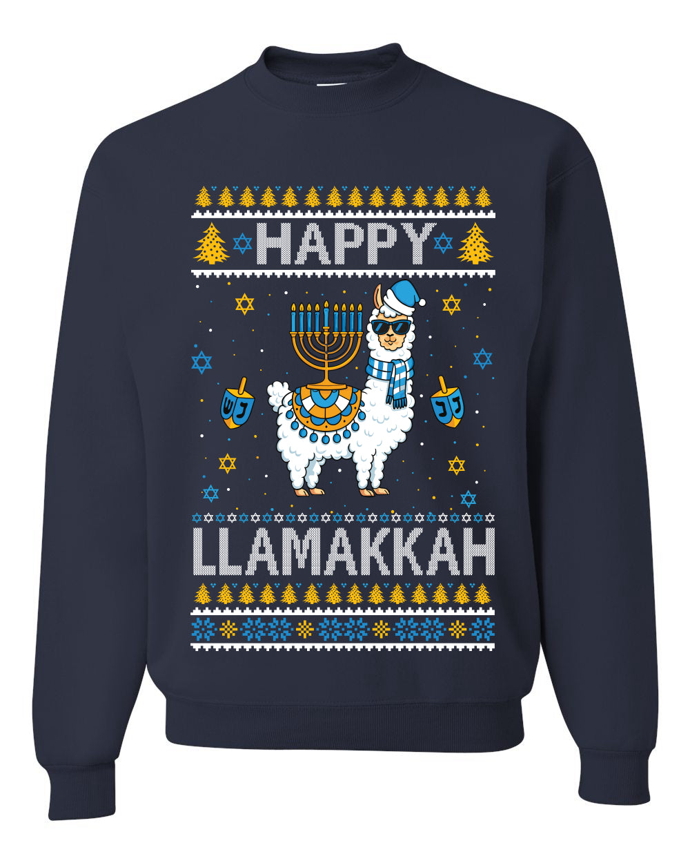 Happy Llamakkah, Unisex Ugly Christmas Sweater, Crewneck Sweatshirts
