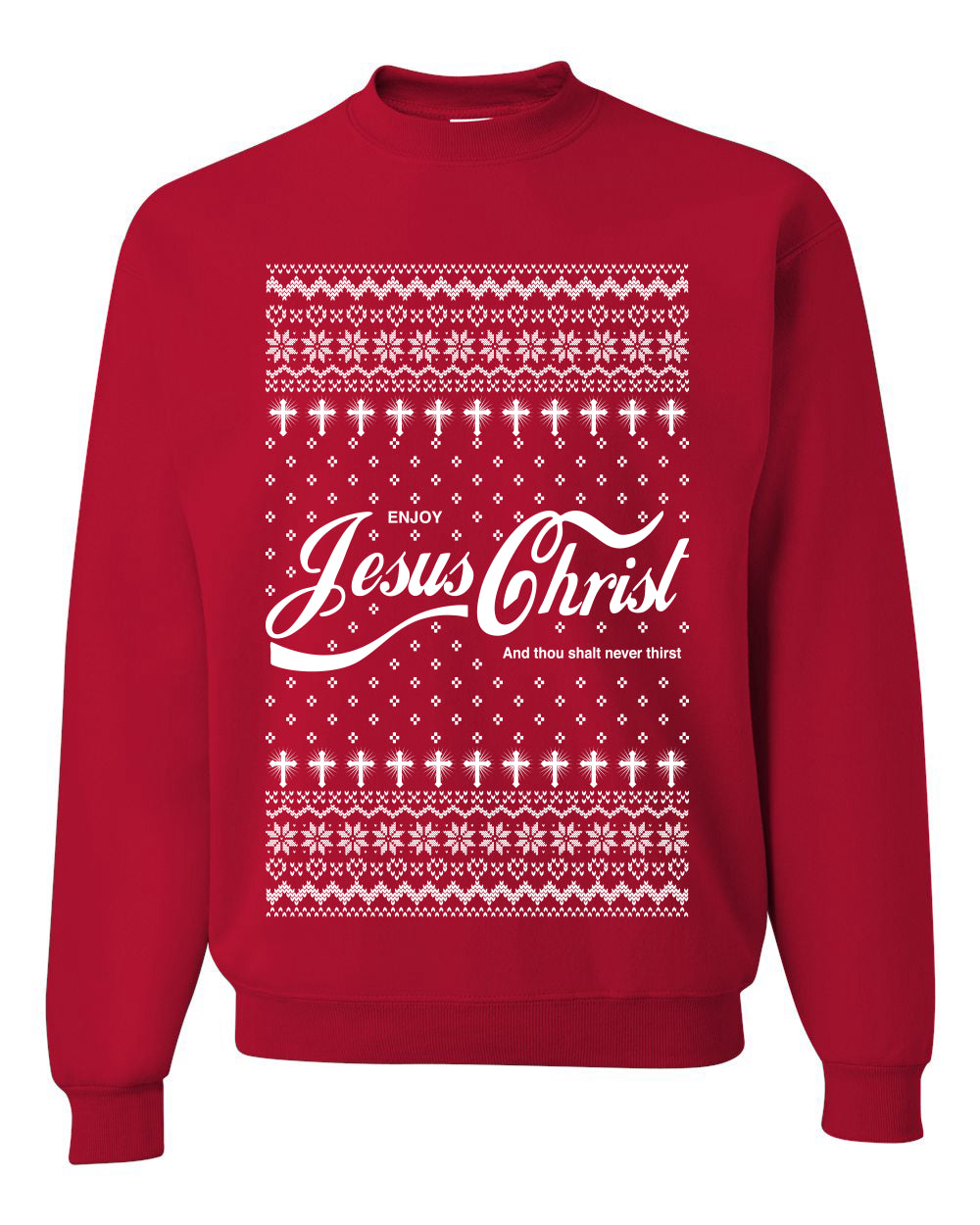 Enjoy Jesus Christ Parody Wordplay, Unisex Ugly Christmas Sweater, Crewneck Sweatshirts