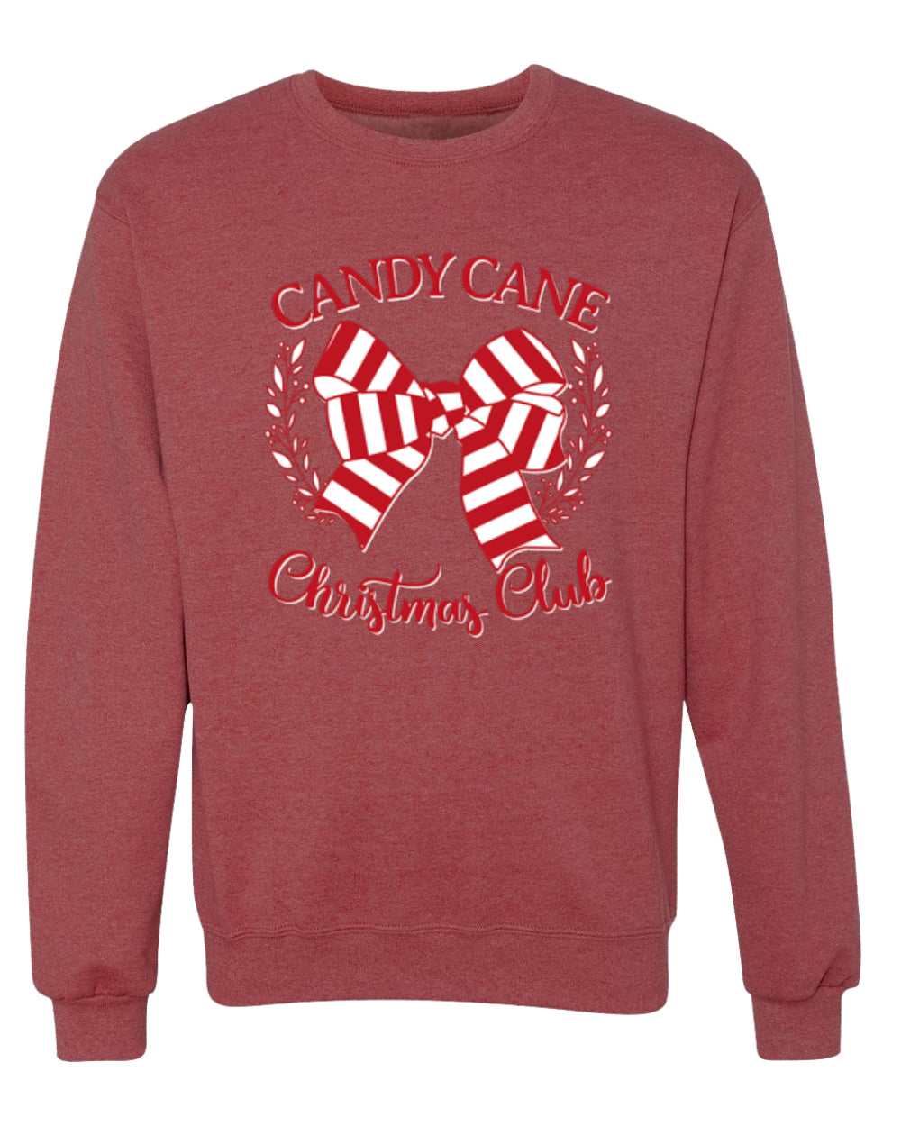 Candy Cane Christmas Club, Cute Bow Peppermint Design Unisex Christmas Sweater, Crewneck Sweatshirts